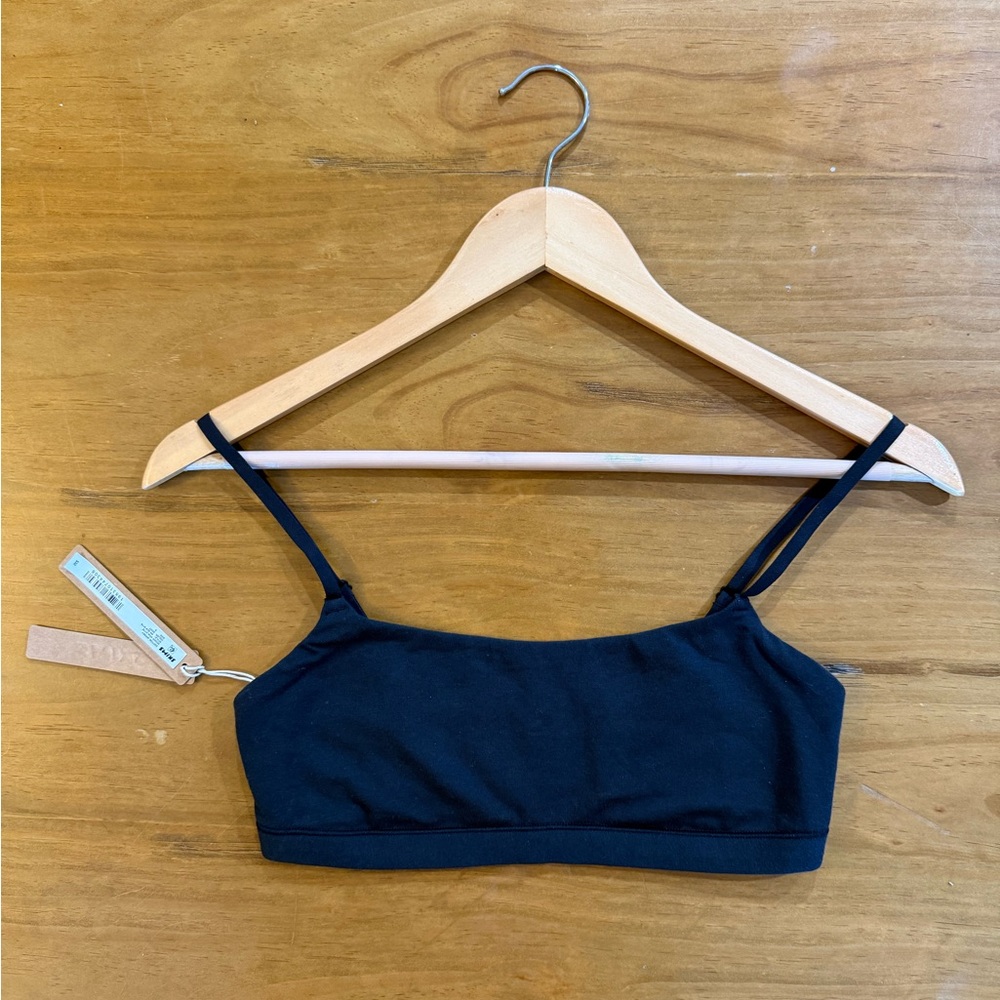 Skims Cotton Jersey Scoop Black Bralette - S - Picture 2 of 4